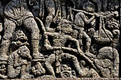 Candi Panataran - Main Temple. Ramayana relief nr 78. Monkeys bringing stones for the bridge to Lanka. 